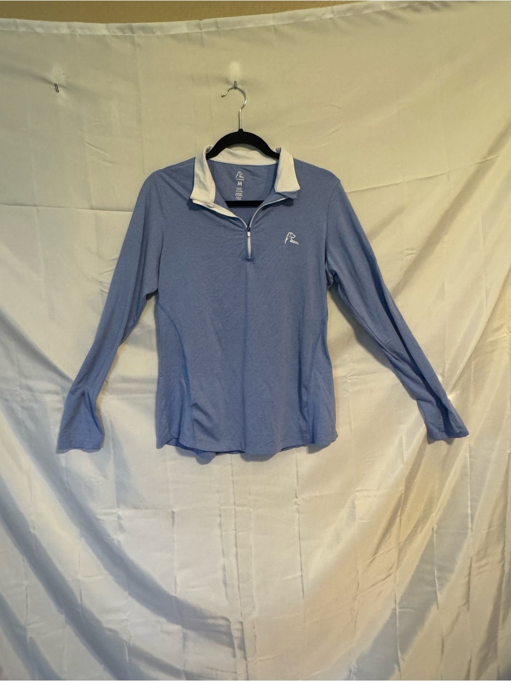 Rhoback Heathered Blue Pullover with Cream Collar
